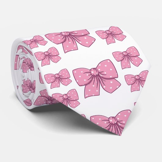 Cravate motif de noeud rose (Roulé)