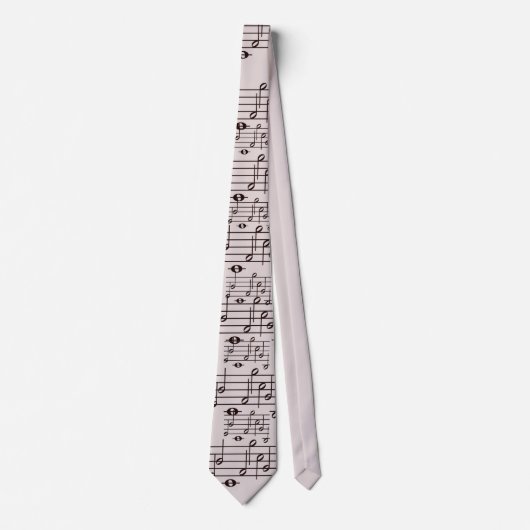 Cravate Motif de notes de musique en beige (Devant)