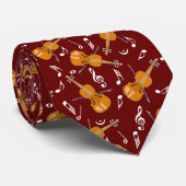 Cravate Motif de notes de musique violon (Roulé)
