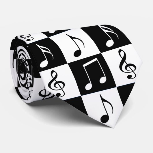 Cravate Motif de notes musicales (Roulé)