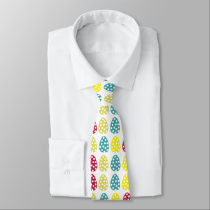 Cravate Motif de oeufs de Pâques joyeux colorés à pois