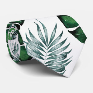 Cravate Motif de palmier de jungle à l'aquarelle tropicale
