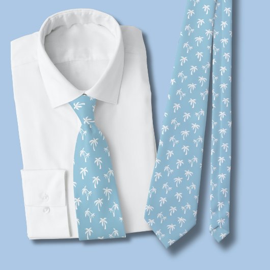 Cravate Motif de palmier tropical bébé bleu