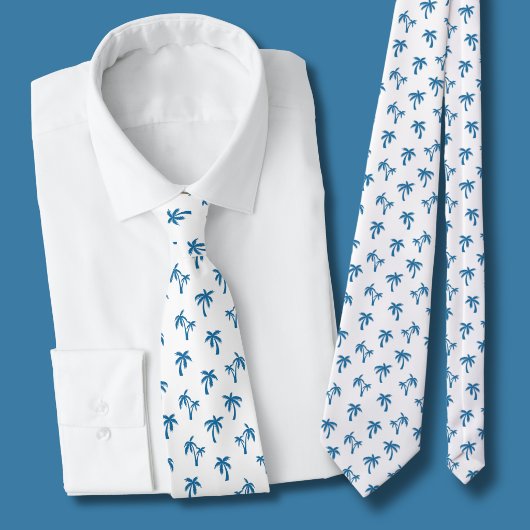 Cravate Motif de palmier tropical bleu