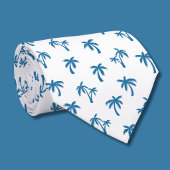 Cravate Motif de palmier tropical bleu
