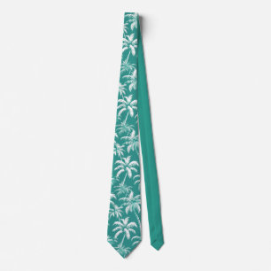 Cravate Motif de palmier tropical de style côtier sarcelle