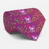 Cravate Motif de papier peint floral violet coucher de sol (Roulé)