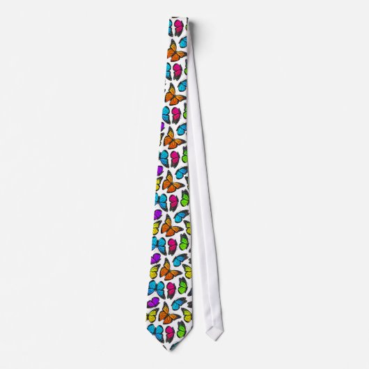 Cravate Motif de papillon de monarque d'arc-en-ciel (Devant)