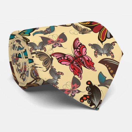 Cravate - Motif de papillons (Roulé)