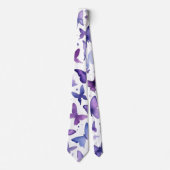 Cravate Motif de papillons d'aquarelle violet (Devant)