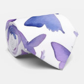 Cravate Motif de papillons d'aquarelle violet (Roulé)