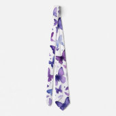 Cravate Motif de papillons d'aquarelle violet (Dos)