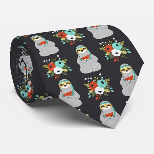 Cravate Motif de paresse de pastèque (Roulé)