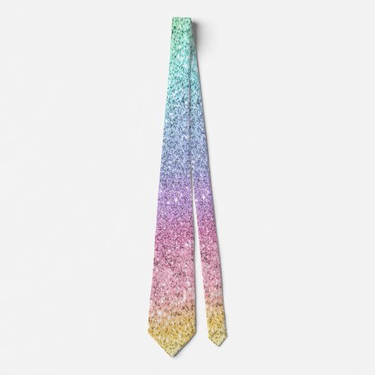Cravate Motif de Parties scintillant Flashy Pastel Rainbow (Devant)