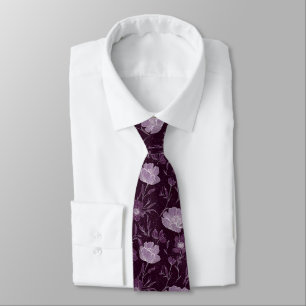 Cravate Motif de Parties scintillant florales pourpres
