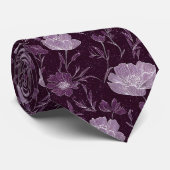 Cravate Motif de Parties scintillant florales pourpres (Roulé)