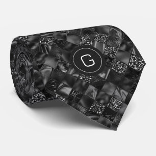 Cravate Motif de Parties scintillant moderne Monogramme Bl