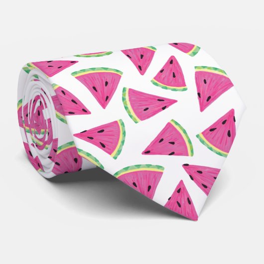 Cravate Motif de pastèque rose (Roulé)