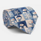 Cravate Motif de patchwork Bonhommes de neige et Flocons d (Roulé)
