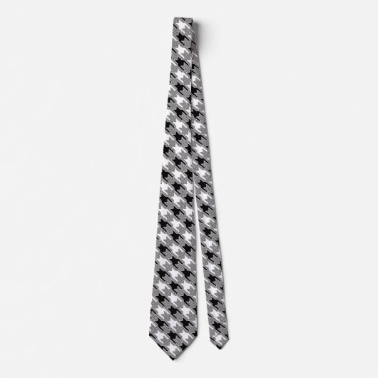 Cravate Motif de patchwork noir et blanc (Devant)