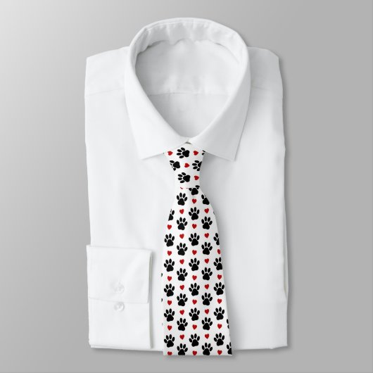 Cravate Motif De Pâtes, Pâtes De Chien, Pâtes Noires, Coeu (Attaché)