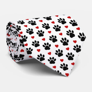 Cravate Motif De Pâtes, Pâtes De Chien, Pâtes Noires, Coeu
