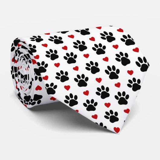 Cravate Motif De Pâtes, Pâtes De Chien, Pâtes Noires, Coeu (Roulé)