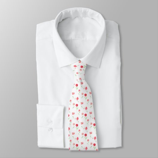 Cravate Motif de pavots sauvages (Attaché)