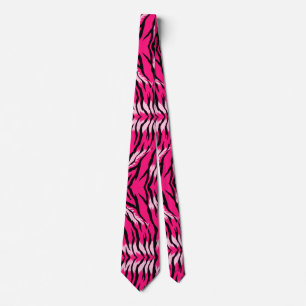 Cravate Motif de peau d'animal Tigre Rose 