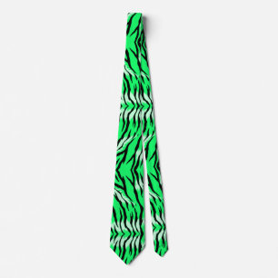 Cravate Motif de peau d'animal Tigre vert 