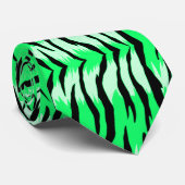 Cravate Motif de peau d'animal Tigre vert  (Roulé)