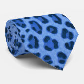 Cravate Motif de peau Poster de animal léopard bleu (Roulé)