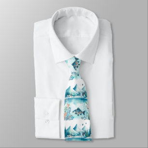 Cravate Motif de pêche hivernal rétro