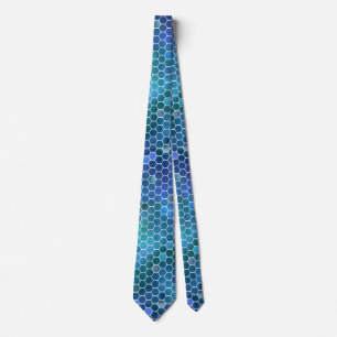 Cravate Motif de peigne bleu vert