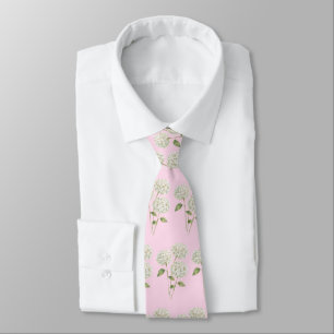 Cravate Motif de peinture de fleur d'hortensia blanc