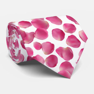 Cravate Motif de pétales de rose rose