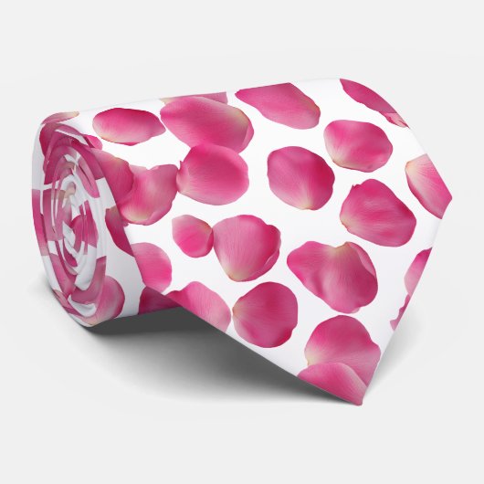 Cravate Motif de pétales de rose rose (Roulé)