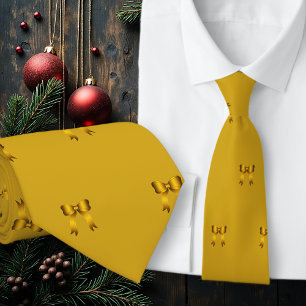 Cravate Motif de petits nœuds de Noël en or
