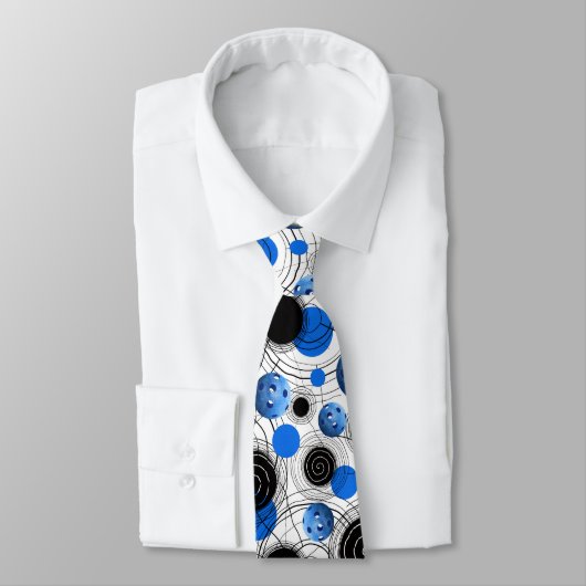 Cravate Motif de Pickleball moderne bleu (Attaché)