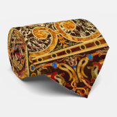 Cravate Motif de pierres gemmes italiennes d'antiquité (Roulé)