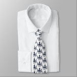 Cravate motif de pieuvre marine bleu marine<br><div class="desc">Photo bleu marine sur pieuvre marine vintage blanche dans un motif sans soudure.</div>