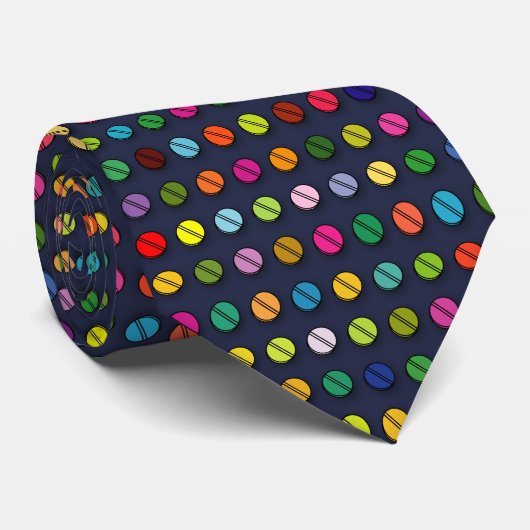 Cravate Motif de pilules multicolores (Roulé)