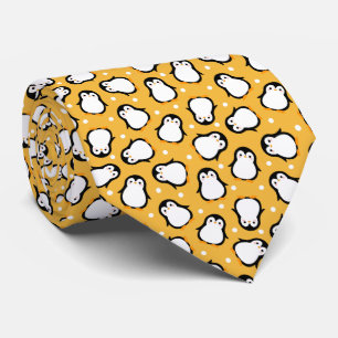 Cravate Motif de pingouin jaune mignon