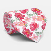 Cravate Motif de pivoine d'aquarelle (Roulé)