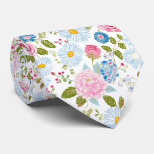 Cravate Motif de pivoines roses 