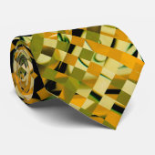 Cravate Motif de Pixel Jaune Orange Vert Noir (Roulé)
