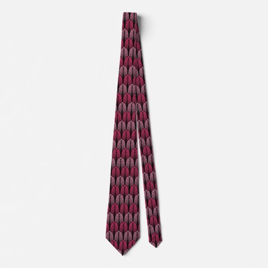 Cravate Motif de plume d'art déco, rose et noir fuchsia (Devant)