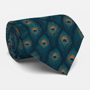 Cravate Motif de plume de paon
