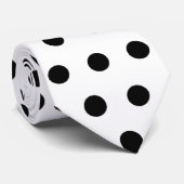 Cravate Motif de point noir et blanc de polka. Tacheté (Roulé)