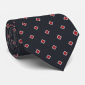 Cravate Motif de point Polka de couleur rouge rubis noir e (Roulé)